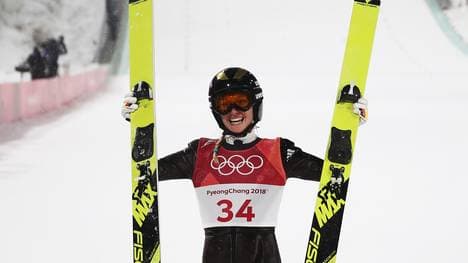 Katharina Althaus gewann beim einzigen Springen der Frauen Silber in Pyeongchang