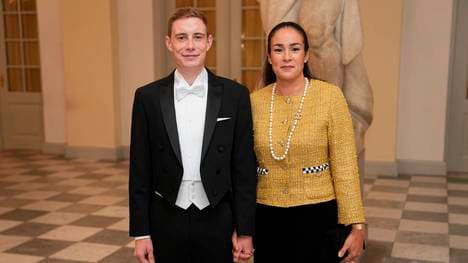 Jonas Vingegaard und Frau Trine bei einem Staatsbankett in Kopenhagen 2023