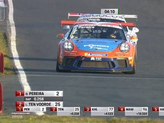 Dylan Pereira hält den PCC-Meisterschaftskampf spannend: Im vorletzten Saisonrennen in Oschersleben gewinnt der Luxemburger vor dem Gesamtwertungsführenden Larry ten Voorde.
