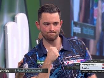 Luke Humphries gewinnt das Achtelfinale gegen Kevin Doets und steht im Viertelfinale der Darts-WM. Somit ist er nur noch drei Siege von seinem großen Ziel entfernt: Der WM-Titel