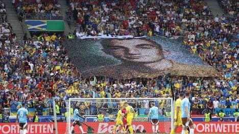 Die Ukraine-Fans entrollten ein Banner