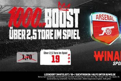 26.11. CL-Kracher: Winamax Boostet Quote 19,0 auf Über 2,5 Tore Arsenal vs. FCB