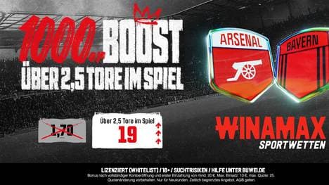 Winamax 1000er Boost auf UCL Match FC Bayern vs FC Arsenal am 26.11. 