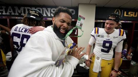 Odell Beckham Jr. war bei der Titelfeier mit LSU bestens gelaunt