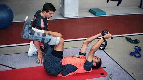 Musiala im Fitnessraum an der Säbener Straße