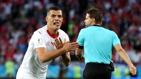 Der Schweizer Granit Xhaka jubelte gegen Serbien mit der Doppeladler-Geste