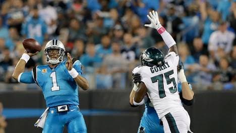 Gegen die Philadelphia Eagles musste Cam Newton drei Interceptions hinnehmen