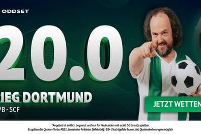 Quoten-Hammer zum Bundesliga-Kracher: 20,00 statt 1,43 auf Sieg BVB gegen Freiburg!