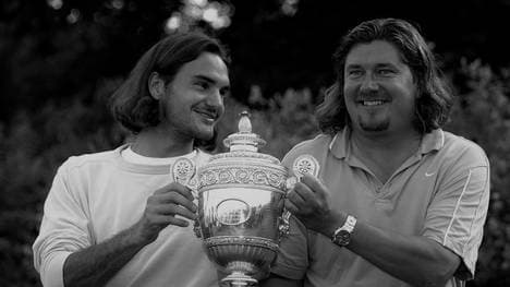 Nach dem Wimbledonsieg: Lundgren (r.) und Federer