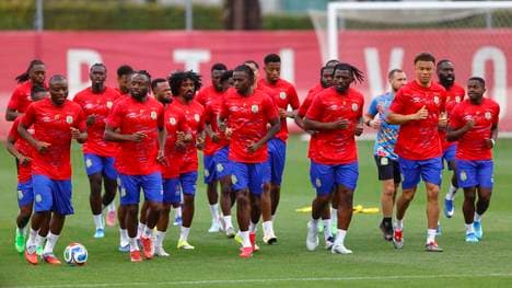 Die kongolesische Nationalmannschaft beim Training