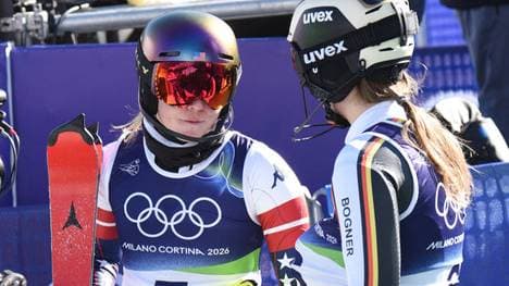 Mikaela Shiffrin (l.) gewann den Slalom, Lena Dürr (r.) schied aus
