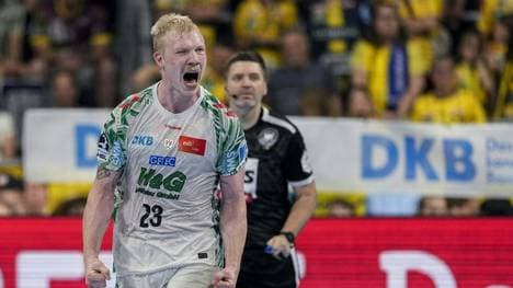 Magnus Saugstrup bejubelt den Magdeburger Auswärtssieg