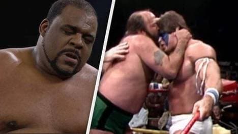 Keith Lees Trainer Tim Brooks (M.) kämpfte unter anderem gegen den jungen Ultimate Warrior