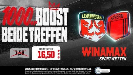 1000er Quotenboost bei Winamax für das Leverkusen - Bayern Spiel