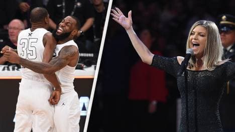 LeBron James (M.) holte sich beim NBA All-Star Game den Sieg, Fergie für ihre US-Hymne viel Spott ab