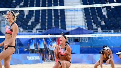 Laura Ludwig (l.) und Margareta Kozuch jubeln