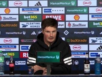 HSV-Trainer Merlin Polzin spricht vor dem Bundesliga-Spiel des Hamburger SV über den Eklat um Stefan Kuntz.