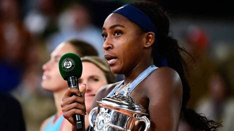 Coco Gauff war im ersten Teil ihrer Rede aufgrund von Tonproblemen kaum zu verstehen