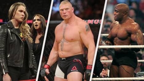 Bobby Lashley (r.) könnte Ronda Rousey zu WWE folgen, Brock Lesnar zu UFC gehen