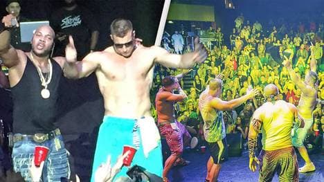 Rob Gronkowski (2.v.l.) macht nicht nur auf dem NFL-Spielfeld eine gute Figur