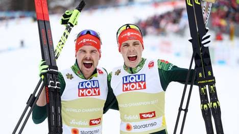 Fabian Rießle (l.) und Eric Frenzel durften sich über die Goldmedaille freuen