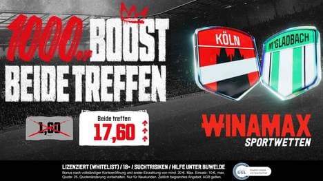 1000er Quotenboost bei Winamax für das Köln vs. Gladbach Spiel