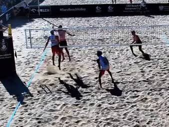 Als letztes deutsches Herren-Duo müssen Jonas Sagstetter und Sven Winter die Segel bei der Beachvolleyball-WM streichen. Im Achtelfinale unterlag man den Franzosen Remi Daubas und Calvin Aye.
