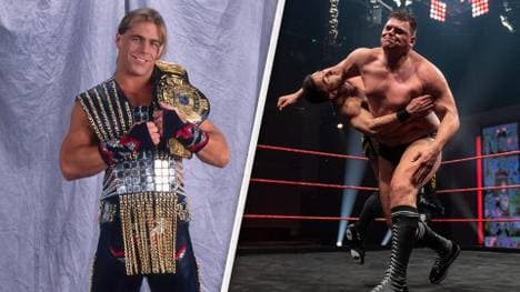 Shawn Michaels (l.) preist das Match von WALTER gegen A-Kid
