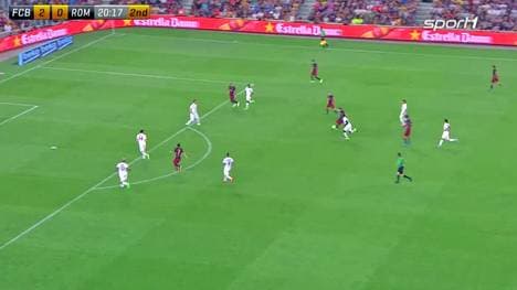 Ivan Rakitic vom FC Barcelona bei Fernschusstor gegen AS Rom