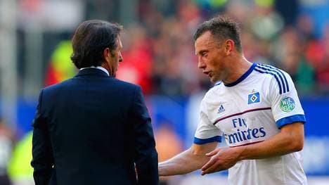 Ivica Olic (r.) mit HSV-Coach Bruno Labbadia