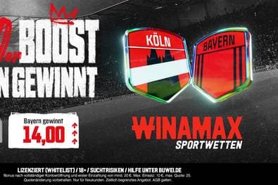 Winamax Quotenboost: 14,00 Quote für Bayern vs. Köln am 14.01.26 