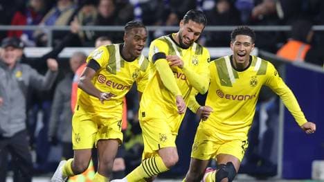 Emre Can (M.) mit dem Führungstreffer für Dortmund