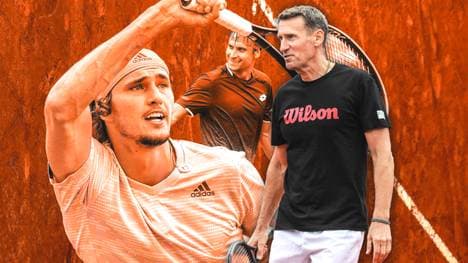 Patrick Kühnen (r.) spricht über die Zusammenarbeit von Alexander Zverev (l.) und David Ferrer