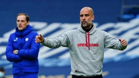 Noch ist nicht entschieden, wo das CL-Finale zwischen den Teams von Pep Guardiola (r.) und Thomas Tuchel (l.) stattfindet