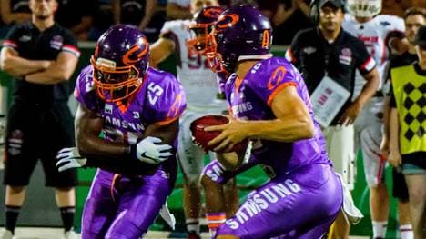 Running Back Andreas Betza (l.) glänzte bei Frankfurt mit drei Touchdowns