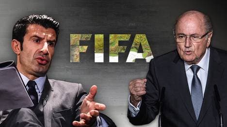 Luis Figo und Sepp Blatter