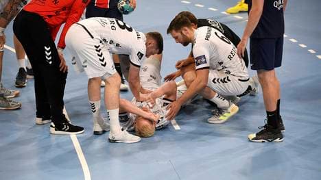Schmerzen bei Patrick Wiencek (THW Kiel) beim Champions-League-Viertelfinal-Hinspiel gegen Paris St. Germain