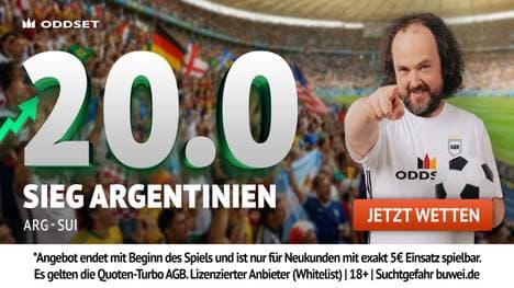 Quote 20,00 auf Argentinien! Oddset Boost für Sieg gegen Schweiz