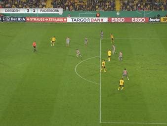 Dynamo Dresden zieht in die 2. Runde des DFB-Pokals ein. Im Duell zweier Zweitligisten fällt die Entscheidung erst in den letzten Minuten.