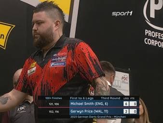 Weltmeister Michael Smith erteilt Gerwyn Price beim German Darts Grand Prix eine Lehrstunde.