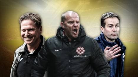 Die Trainer Markus Gisdol, Thomas Schaaf und Kaspar Hjulmand