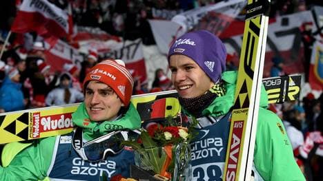 Richard Freitag (l.) musste sich nur Andreas Wellinger geschlagen geben