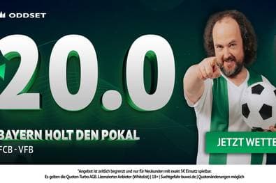Quote 20.00 statt 1.18! ODDSET zündet den Turbo: Mega-Boost auf den Bayern-Titel gegen Stuttgart!