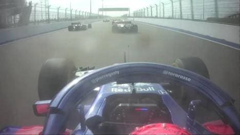 Pierre Gasly flog eine Teil gegen sein Visier