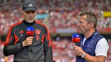 Thomas Tuchel (l.) im Sky-Interview an der Seite von Lothar Matthäus (r.) 