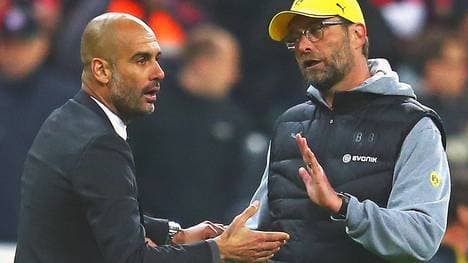 Jürgen Klopp (r.) und Pep Guardiola haben sich in der Bundesliga einige heiße Duelle geliefert