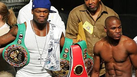 50 Cent (l.) fordert Floyd Mayweather mit einer Wette zu Harry Potter heraus