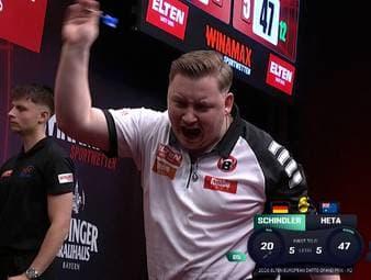Martin Schindler bezwingt Damon Heta und steht damit in der 3. Runde des European Darts Grand Prix. 