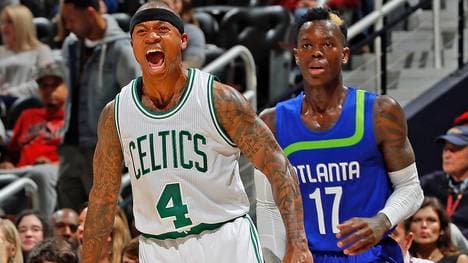 Isaiah Thomas (l.) und Dennis Schröder gerieten schon in den Playoffs 2016 mehrmals aneinander