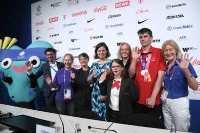 Presse-Konferenz am letzten Tag von den Weltspielen